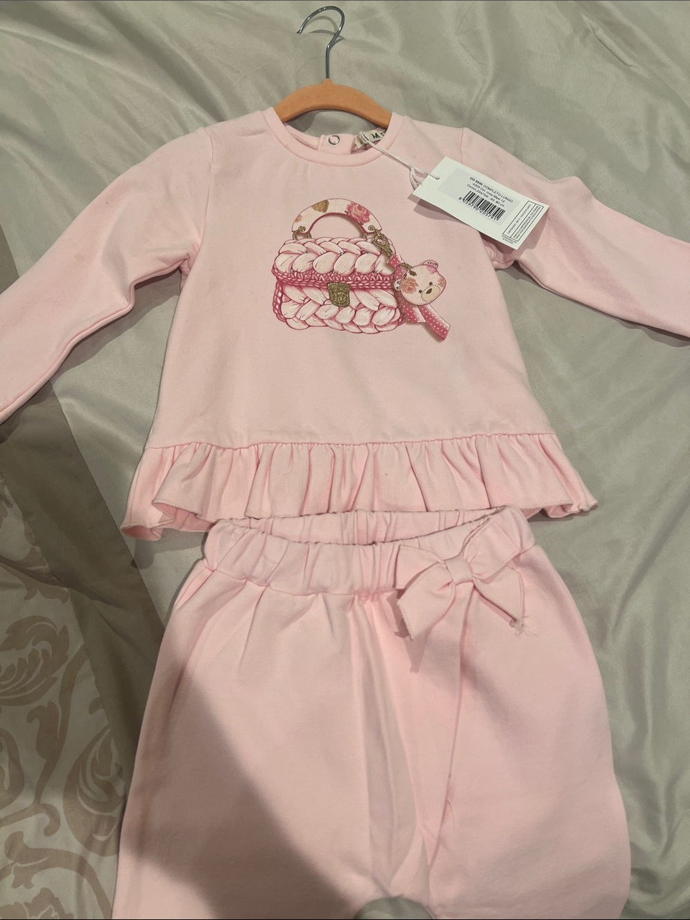 EMC Baby Girl Pink Ruffle Top & Pants Set NWT 12 months